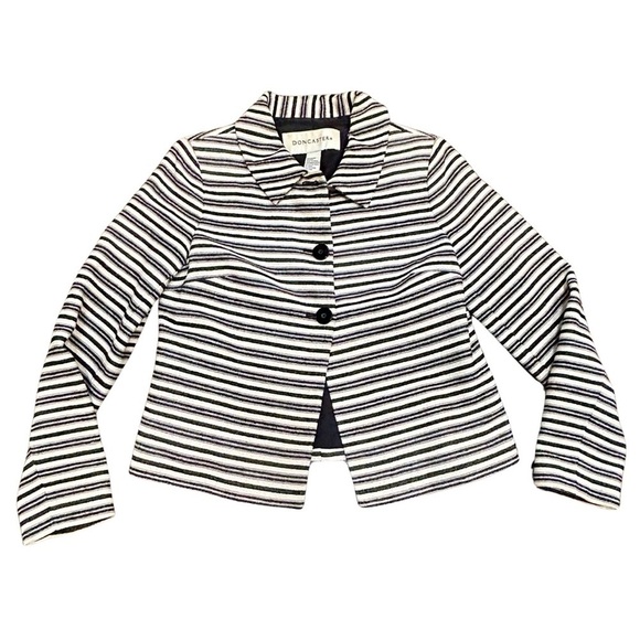 Doncaster Jackets & Blazers - Doncaster Black & White Striped Silk Blend Jacket - Size Medium